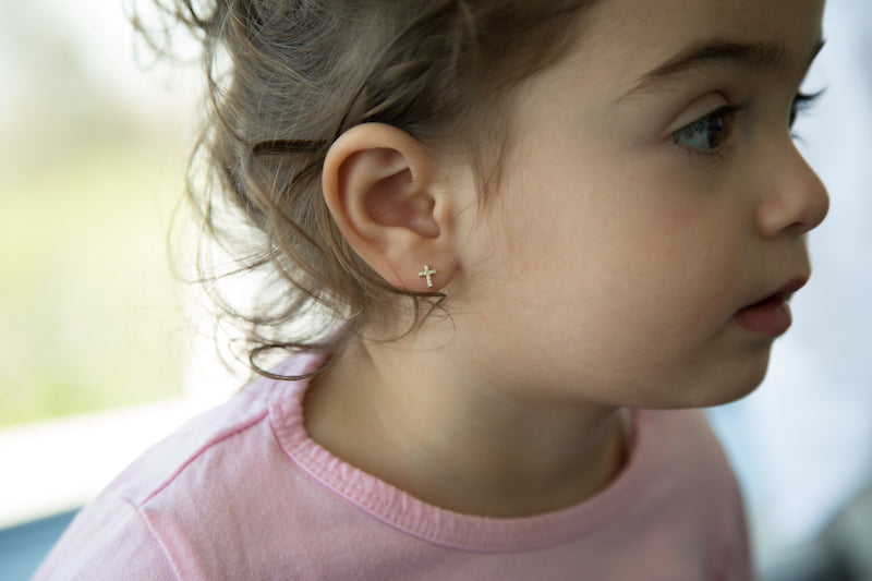 Diamond Earrings for Baby, 14K Rose Gold White Diamond Stud Earrings for  Babies or Kids, Screw Back Earrings, Second Piercings, Girl's Gift - Etsy
